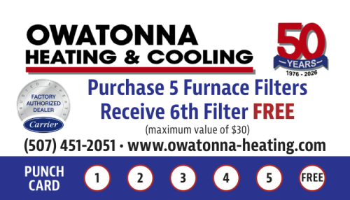 Owatonna Punch Card for Furnace Filter Program